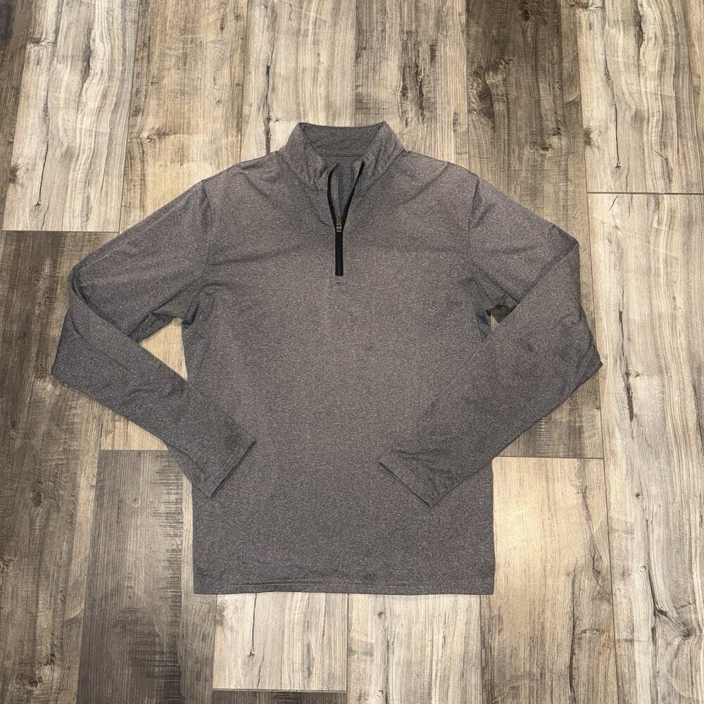 TESLA Mens 1/4 Zip Pullover Long Sleeve Shirt Athletic Quarter Zip L Shirt Gray‎